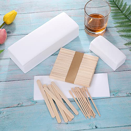250 Pieces Wax Strips and Sticks Kit Includes Waxing Strips Hair Removal Clot...