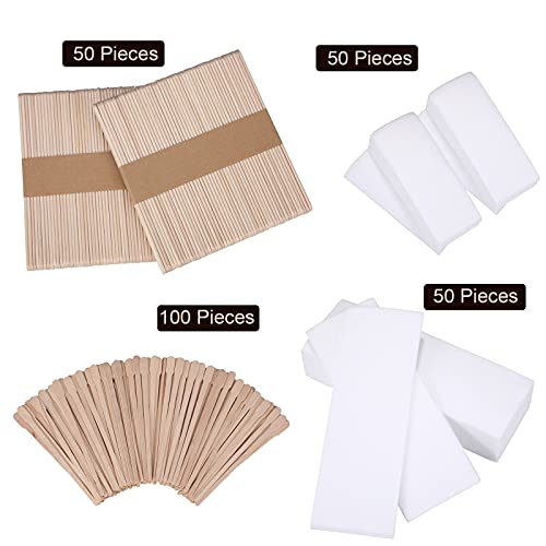 250 Pieces Wax Strips and Sticks Kit Includes Waxing Strips Hair Removal Clot...