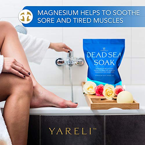 Yareli Dead Sea Bath & Foot Soak, Unscented Magnesium Bath Salt Flakes, Stron...