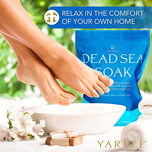 Yareli Dead Sea Bath & Foot Soak, Unscented Magnesium Bath Salt Flakes, Stron...