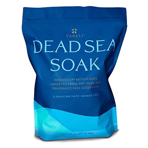Yareli Dead Sea Bath & Foot Soak, Unscented Magnesium Bath Salt Flakes, Stron...