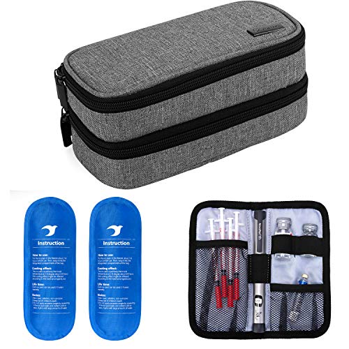 Yarwo Insulin Cooler Travel Case, Double-Layer Diabetic Travel Case with 2 Ic...