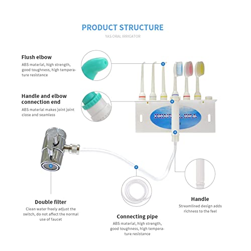 Water Flosser for Family Use 3 Jet Tips & 3 Toothbrush for Faucet & Shower, O...