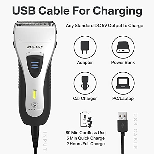 Electric Razor for Men, YASUN Men's Foil Shaver, Wet/Dry IPX7 Waterproof Elec...
