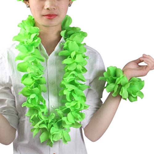 4 Pcs Hawaiian Leis Luau Tropical Headband Flower Crown Wreath Wristbands Eye...