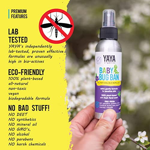 YAYA ORGANICS BABY BUG BAN – All-Natural, Proven Effective Repellent for Babi...