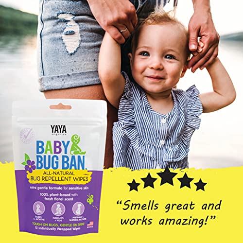 YAYA ORGANICS Baby Bug Ban Spray + Wipe Bundle - All-Natural Repellent Made w...
