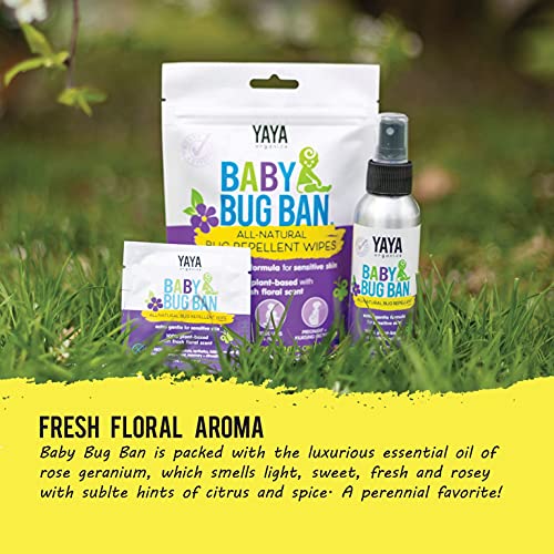 YAYA ORGANICS Baby Bug Ban Spray + Wipe Bundle - All-Natural Repellent Made w...
