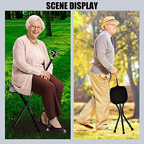 Hold 440 lbs Cane with Seat Combo Aluminum Alloy Portable LED Folding Walking...