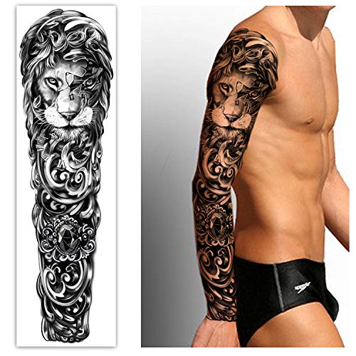 Extra Large waterproof Temporary Tattoos 8 Sheets Full Arm Fake Tattoos and 8...