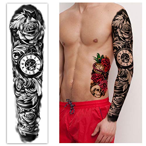 Extra Large waterproof Temporary Tattoos 8 Sheets Full Arm Fake Tattoos and 8...
