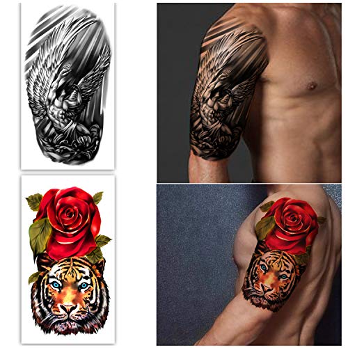 Extra Large waterproof Temporary Tattoos 8 Sheets Full Arm Fake Tattoos and 8...