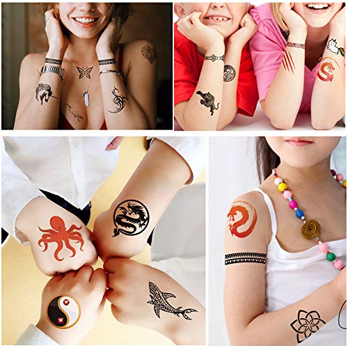 Yazhiji 36 Sheets Temporary Tattoos for Kids Boys Girls Adults Great Party Fa...