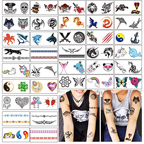 Yazhiji 36 Sheets Temporary Tattoos for Kids Boys Girls Adults Great Party Fa...