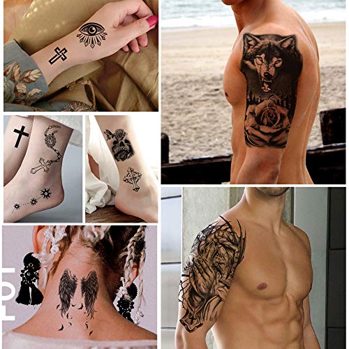 Yazhiji 36 Sheets Temporary Tattoos Stickers, 12 Sheets Fake Body Arm Chest S...