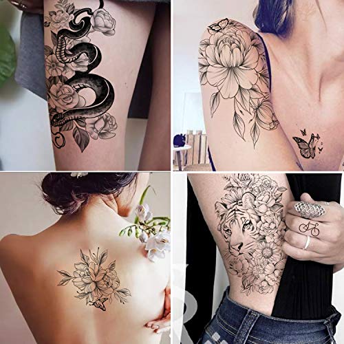 Yazhiji 49 sheets large sexy flowers collection waterproof temporary tattoos ...
