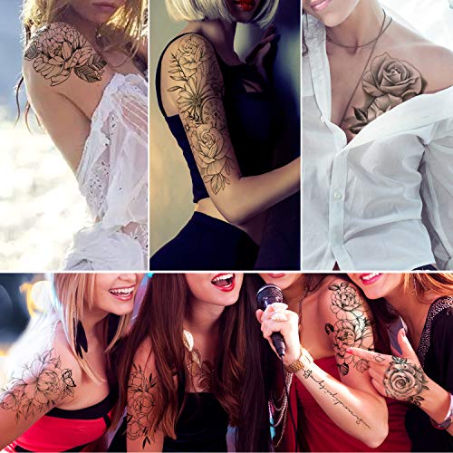 Yazhiji 49 sheets large sexy flowers collection waterproof temporary tattoos ...