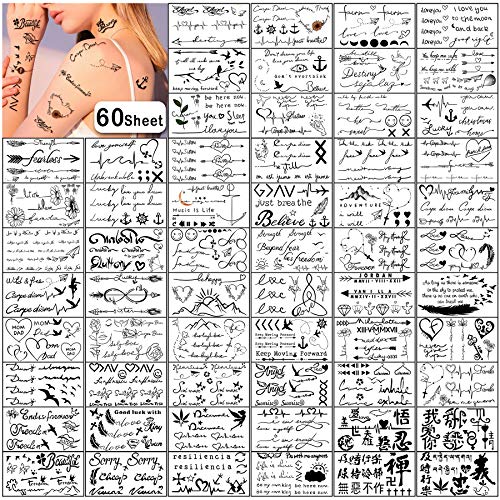 Yazhiji Tiny Temporary Tattoos - 60 Sheets Waterproof Fake Tattoo Flowers Sta...
