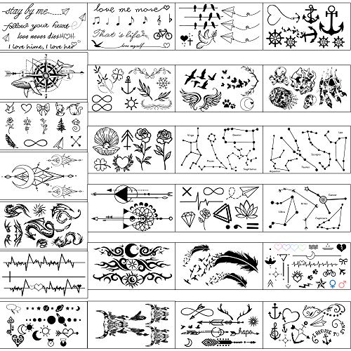 Yazhiji Tiny Waterproof Temporary Tattoos - 60 Sheets, Moon Stars Constellati...