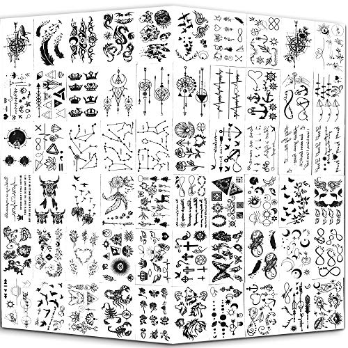 Yazhiji Tiny Waterproof Temporary Tattoos - 60 Sheets, Moon Stars Constellati...