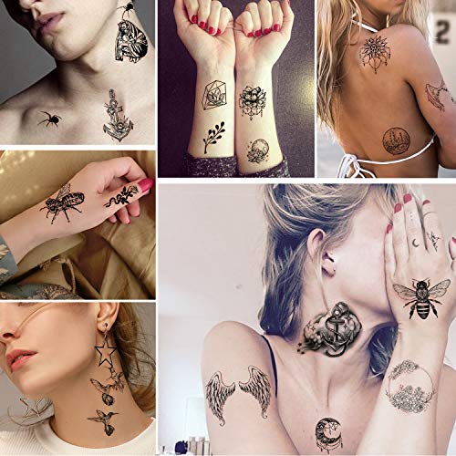 Yazhiji Waterproof Temporary Tattoos - 60 Sheets Tiny Fake Tattoo, Flowers Cr...