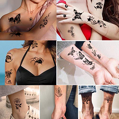 Yazhiji Waterproof Temporary Tattoos - 60 Sheets Tiny Fake Tattoo, Flowers Cr...
