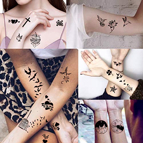 Yazhiji Waterproof Temporary Tattoos - 60 Sheets Tiny Fake Tattoo, Flowers Cr...