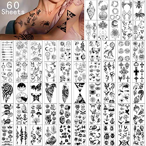 Yazhiji Waterproof Temporary Tattoos - 60 Sheets Tiny Fake Tattoo, Flowers Cr...
