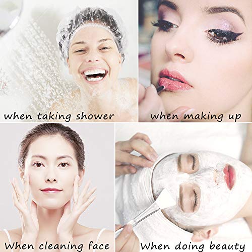 100+10 Shower Caps Disposable, Clear Shower Caps for Women Waterproof Plastic...