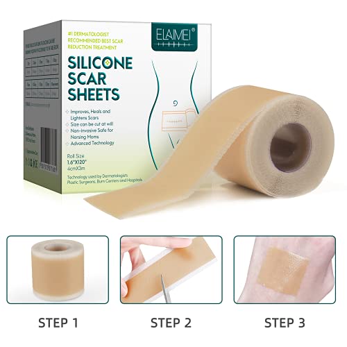 Silicone Scar Sheets (1.6 x 120 Inch), Medical Grade Silicone Scar Tape for S...