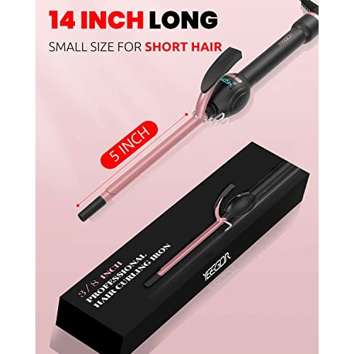 YEEGOR Small Curling Iron for Short Hair 3/8 Inch, Thin Short Hair Curling Ir...