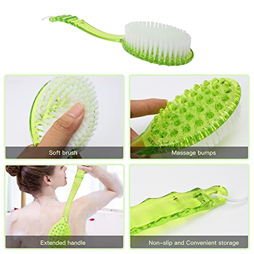 YEEPSYS Bath Brush with Bristles, Long Handle for Exfoliating Back, Body, and...