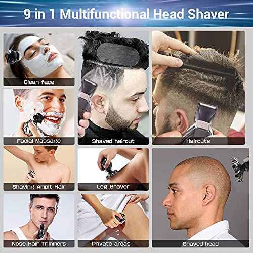 YEMIUGO Head Shavers for Bald Men, 9 in 1 Multifunction Electric Shaver & Gro...