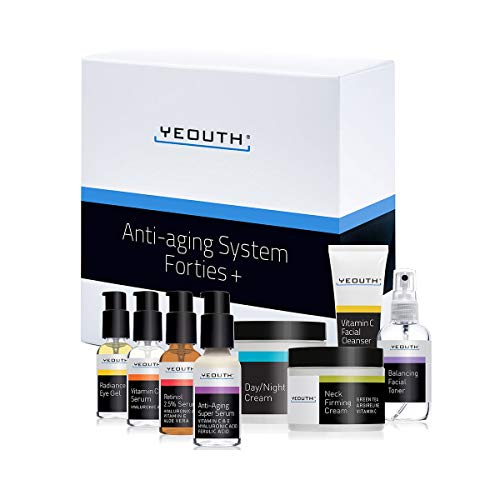 YEOUTH Anti-Aging Facial Kit for Forties+, Facial Skincare Set of 8 : Vit. C ...