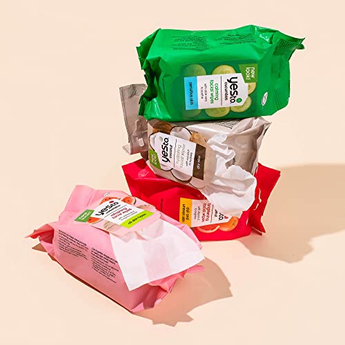 Yes To Soothing Hypoallergenic Facial Wipes for Sensitive Skin, Cucumbers Alo...