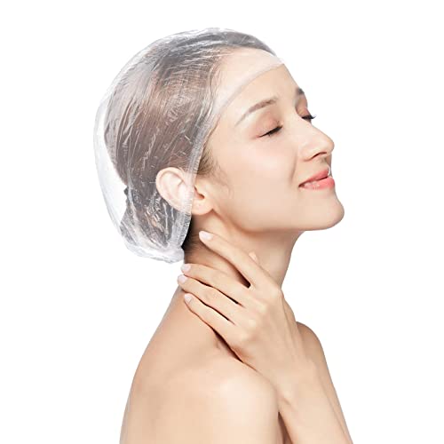 Disposable Shower Cap, 100pcs,larger Thicker Plastic Shower Cap, Waterproof S...