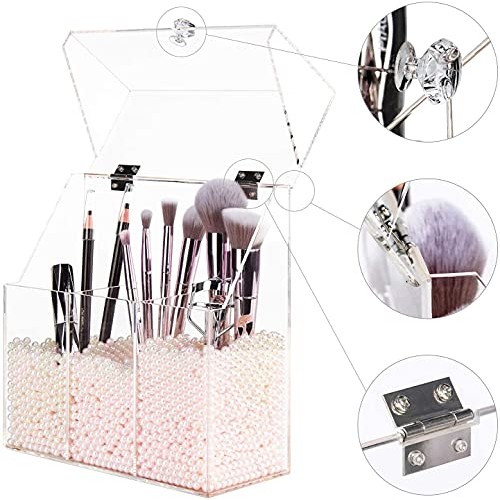 Acrylic Makeup Brush Holder, Acrylic Makeup Brush Organizer For Vanity, Cosme...