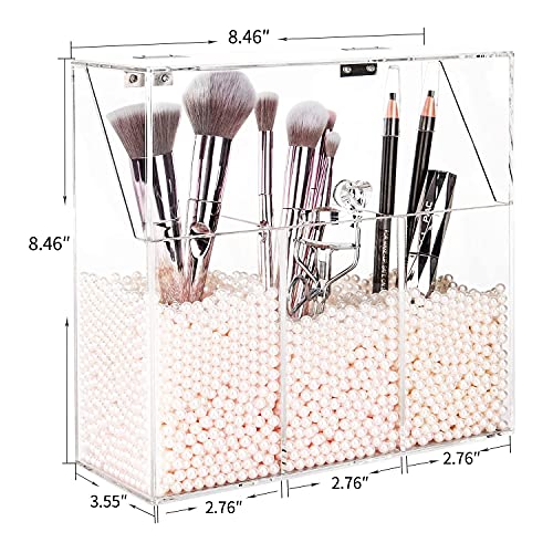 Acrylic Makeup Brush Holder, Acrylic Makeup Brush Organizer For Vanity, Cosme...