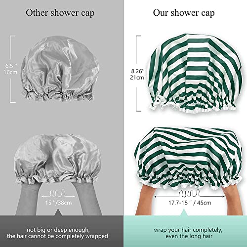 2PCS Large Reusable Shower Cap Waterproof,Double Layers Bathing Hair Bonnet t...