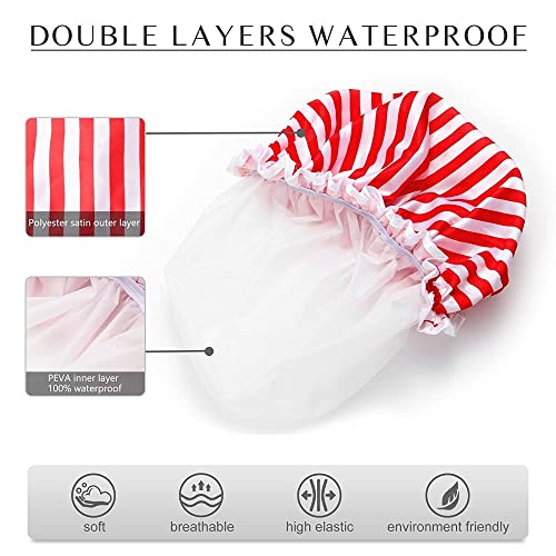 2PCS Large Reusable Shower Cap Waterproof,Double Layers Bathing Hair Bonnet t...