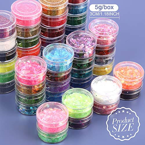 Glitter Set, YGDZ 24 Boxes 5g Fine Glitter & 24 Boxes Chunky Glitter Sequins,...