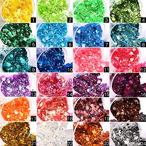 Glitter Set, YGDZ 24 Boxes 5g Fine Glitter & 24 Boxes Chunky Glitter Sequins,...