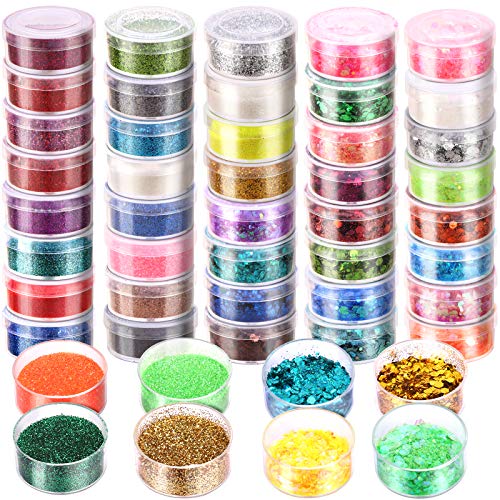 Glitter Set, YGDZ 24 Boxes 5g Fine Glitter & 24 Boxes Chunky Glitter Sequins,...
