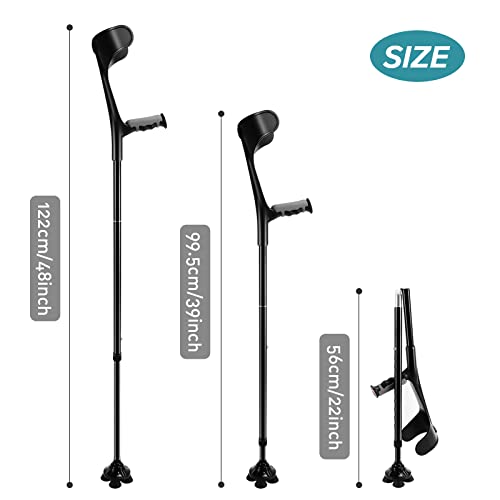 YHK Forearm Crutches (x2 Units) Folding Forearm Crutches, Adult Crutches with...