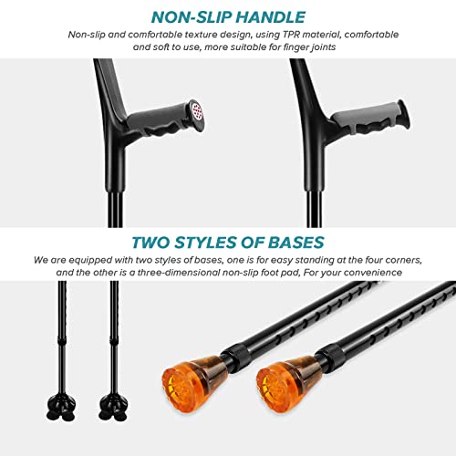 YHK Forearm Crutches (x2 Units) Folding Forearm Crutches, Adult Crutches with...