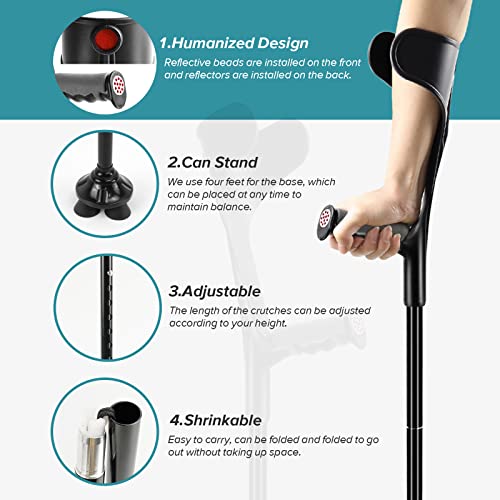 YHK Forearm Crutches (x2 Units) Folding Forearm Crutches, Adult Crutches with...