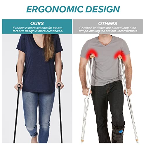 YHK Forearm Crutches (x2 Units) Folding Forearm Crutches, Adult Crutches with...