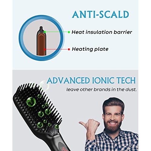Beard Brush Straightener, Fast Heated Beard Brush Kit Heating Setting Electri...