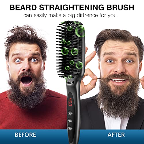 Beard Brush Straightener, Fast Heated Beard Brush Kit Heating Setting Electri...