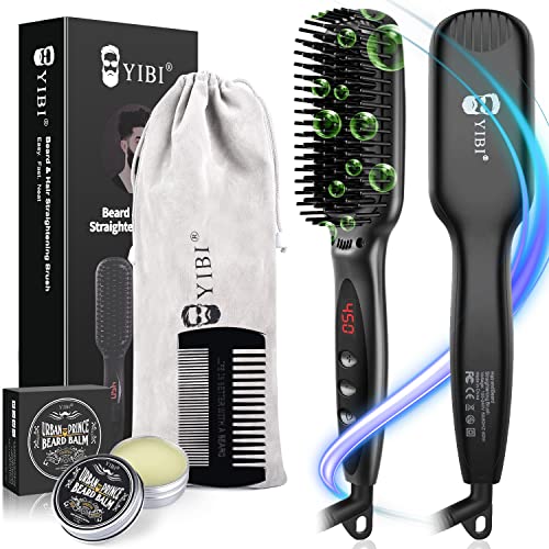 Beard Brush Straightener, Fast Heated Beard Brush Kit Heating Setting Electri...